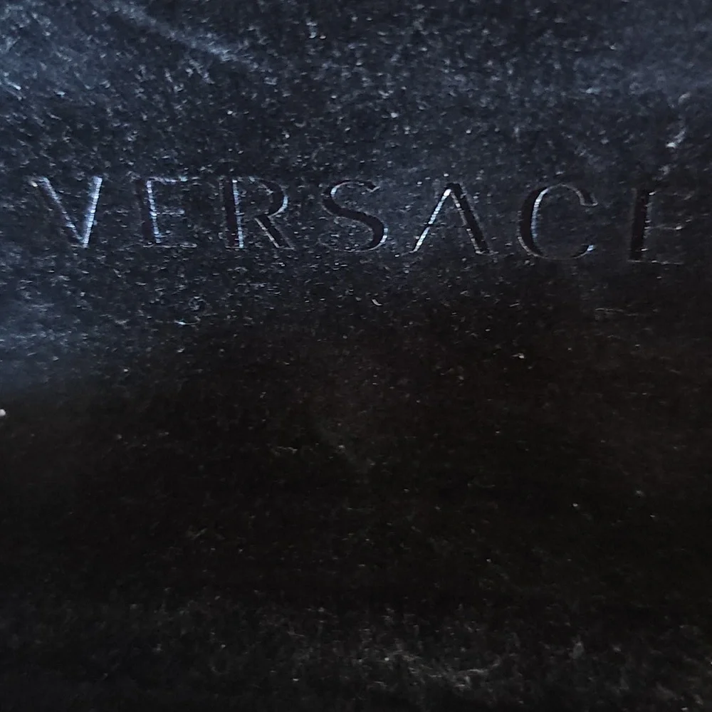 Versace Black Eyeglass Sunglasses Hard Clamshell Case Gold Tone Lettering - Picture 5 of 8